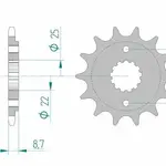 Pignon AFAM 17 dents acier type 24501 pas 520 KAWASAKI BJ 250
