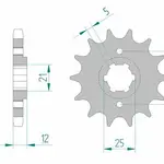 Pignon AFAM 16 dents acier type 21501 pas 530 YAMAHA XJ 400