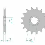 Pignon AFAM 14 dents acier type 94119 pas 420 APRILIA 50 Tuono