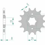 Pignon AFAM 14 dents acier type 21502 pas 520 YAMAHA TT 350