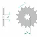 Pignon AFAM 16 dents acier type 30100 pas 420 KAWASAKI KX 60