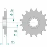 Pignon AFAM 15 dents acier type 22201 pas 428 SUZUKI DR 125 S