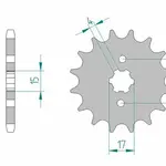 Pignon AFAM 15 dents acier type 20107 pas 428 HONDA CRF 100 F