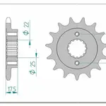 Pignon AFAM 15 dents acier type 52616 pas 525 DUCATI 796 Hypermotard