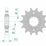 Pignon AFAM 14 dents acier type 20602 pas 530 HONDA VF 700 S