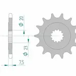 Pignon AFAM 16 dents acier type 22401 pas 520 SUZUKI DR 250 S