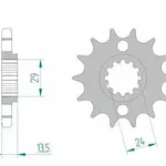 Pignon AFAM 15 dents acier type 24801 pas 630 KAWASAKI Z 1000