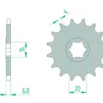 Pignon AFAM 14 dents acier type 22103 pas 420 SUZUKI RG 50