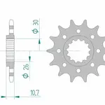 Pignon AFAM 14 dents acier type 21804 pas 520 YAMAHA YZF 1000 R1