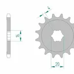 Pignon AFAM 14 dents acier type 24100 pas 428 KAWASAKI KX 80