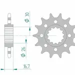 Pignon AFAM 14 dents acier type 20613 pas 520 HONDA CB 600 F Hornet