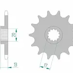 Pignon AFAM 13 dents acier type 94215 pas 520 T.M. EN 125 Enduro
