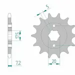 Pignon AFAM 14 dents acier type 20305 pas 520 HM-HONDA CRF 230 Easy Enduro