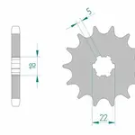 Pignon AFAM 15 dents acier type 22501 pas 530 SUZUKI GT 500