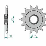 Pignon AFAM 13 dents acier type 43302 pas 520 SHERCO 2.5 i Enduro 2.5i
