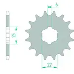 Pignon AFAM 16 dents acier type 20100 pas 420 HONDA MTX 50