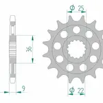 Pignon AFAM 15 dents acier type 94900 pas 525 BENELLI 899 Cafe Racer