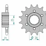 Pignon AFAM 15 dents acier type 37600 pas 525 APRILIA 750 Dorsoduro