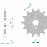 Pignon AFAM 14 dents acier type 22305 pas 520 SUZUKI TS 200 R