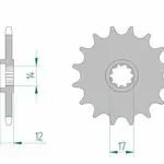 Pignon AFAM 14 dents acier type 58102 pas 420 GAS-GAS EC 50 Rookie