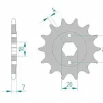 Pignon AFAM 13 dents acier type 20202 pas 520 AJP PR3 125 Enduro