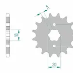 Pignon AFAM 16 dents acier type 26200 pas 428 GILERA 125 Coguar