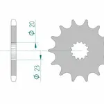 Pignon AFAM 15 dents acier type 22404 pas 525 SUZUKI GSF 400 Bandit