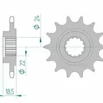 Pignon AFAM 14 dents acier type 24603 pas 520 KAWASAKI Z 750 R