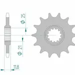 Pignon AFAM 15 dents acier type 64302 pas 520 HM-HONDA CRE F 450 X