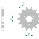 Pignon AFAM 14 dents acier type 22502 pas 530 SUZUKI GT 380