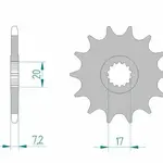 Pignon AFAM 13 dents acier type 73202 pas 520 KTM 125 Duke