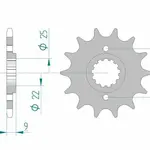 Pignon AFAM 14 dents acier type 24502 pas 520 KAWASAKI EL 250
