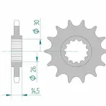 Pignon AFAM 15 dents acier type 20607 pas 525 HONDA CB 750 F2 Seven Fifty