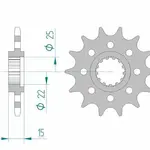 Pignon AFAM 13 dents acier type 24507 pas 520 KAWASAKI ZX 6 R