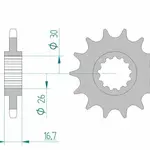 Pignon AFAM 15 dents acier type 20612 pas 525 HONDA CB 600 F Hornet