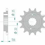 Pignon AFAM 14 dents acier type 20608 pas 520 HONDA CB 900 F Hornet