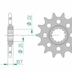 Pignon AFAM 15 dents acier type 21511 pas 520 YAMAHA YZF 600 R6