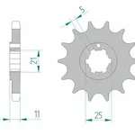 Pignon AFAM 14 dents acier type 24400 pas 530 KAWASAKI KH 400