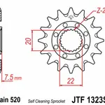 Pignon JT SPROCKETS 14 dents acier anti-boue pas 520 type 1323SC Honda CR125R