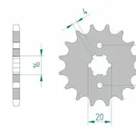 Pignon AFAM 14 dents acier type 21200 pas 428 BETA RR 125 Enduro