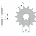 Pignon AFAM 14 dents acier type 30300 pas 520 KAWASAKI KDX 200