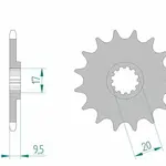 Pignon AFAM 14 dents acier type 94120 pas 420 HUSQVARNA CR 65