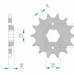 Pignon AFAM 15 dents acier type 20508 pas 520 HONDA NX 500 Dominator