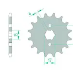 Pignon AFAM 15 dents acier type 20101 pas 420 HONDA CB 50 J