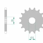 Pignon AFAM 20 dents acier type 21202 pas 428 DERBI GPR 125 Nude