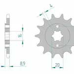 Pignon AFAM 14 dents acier type 21300 pas 520 HYOSUNG GT 250 Comet