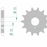 Pignon AFAM 13 dents acier type 33600 pas 630 KAWASAKI Z 650