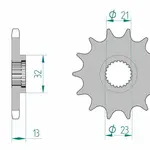 Pignon AFAM 15 dents acier type 21311 pas 428 YAMAHA XG 250 Tricker