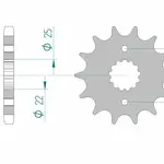 Pignon AFAM 14 dents acier type 24500 pas 530 KAWASAKI Z 250