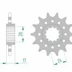 Pignon AFAM 14 dents acier type 20511 pas 520 HONDA CBR 600 F